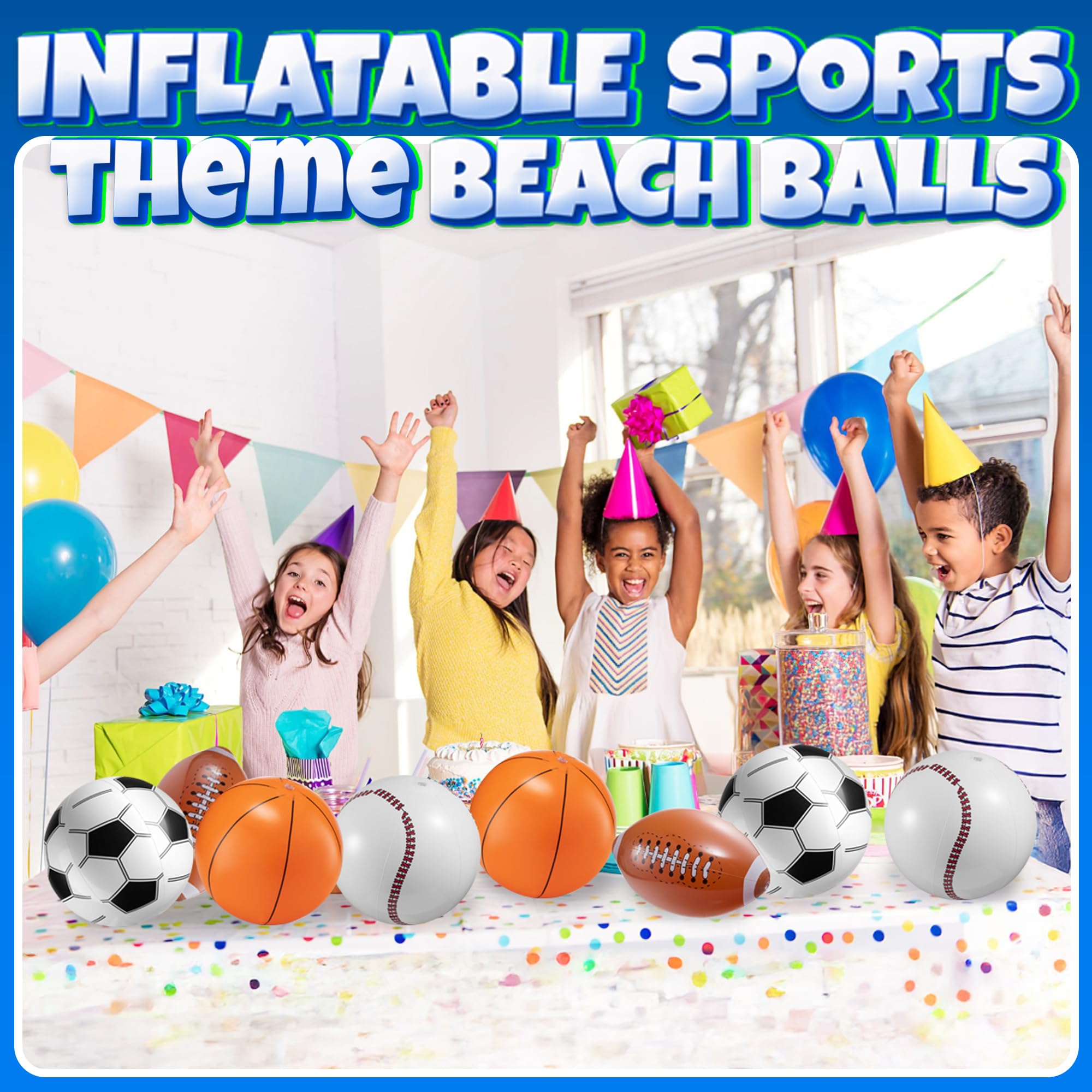 Bedwina 12-pack beach balls for parties and poolside fun.
