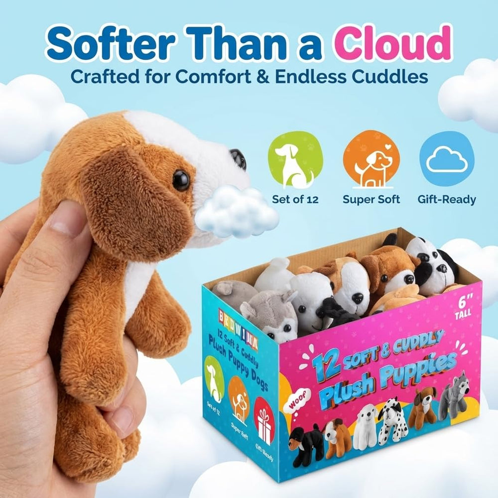 Bedwina plush puppy dogs in soft, cuddly material for everyday hugging.