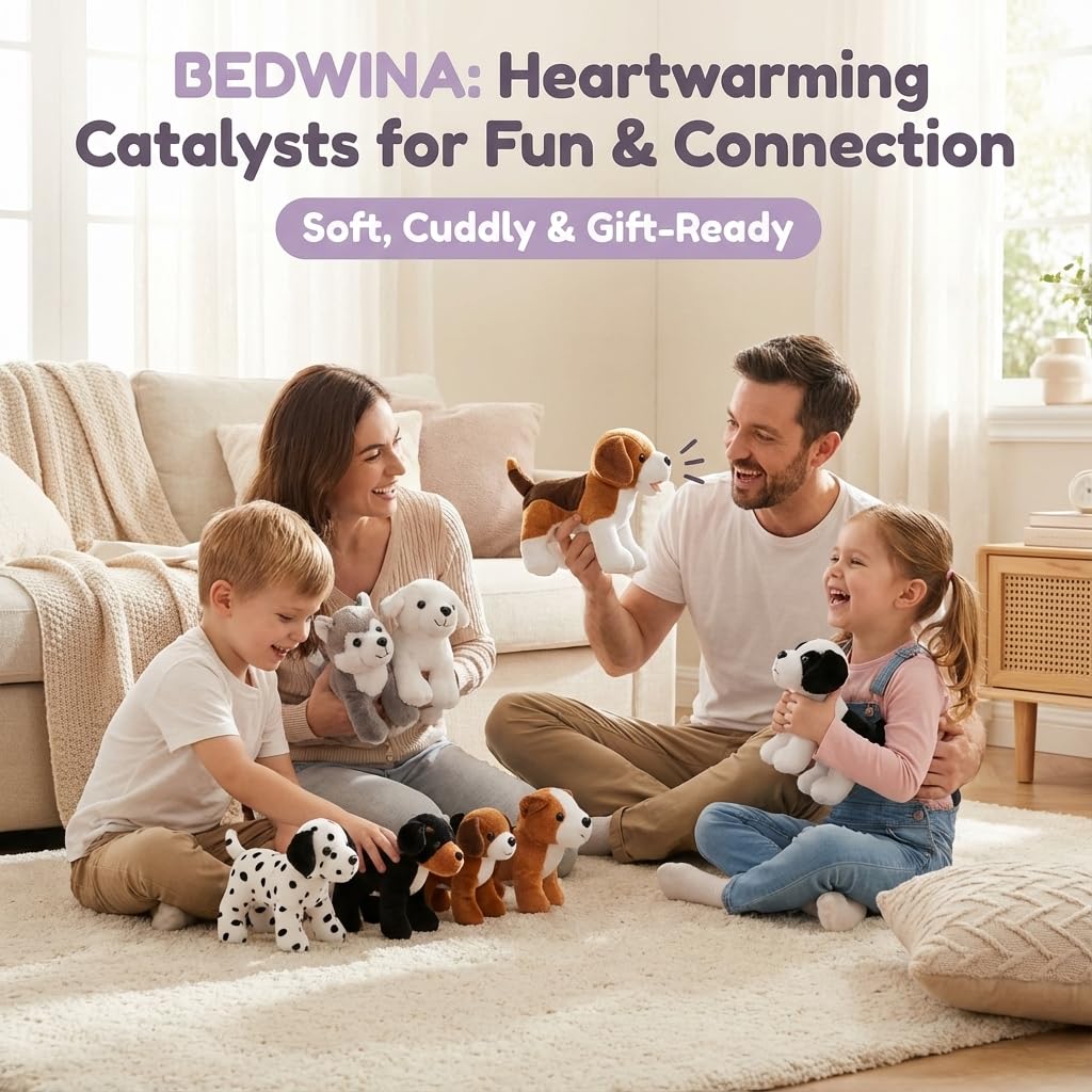 Bedwina plush puppy dogs, collectible set great for sharing and gifting.