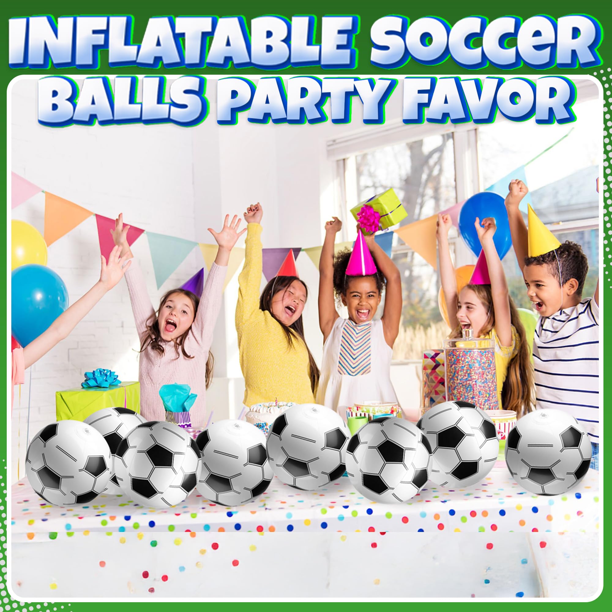 Bedwina pool and beach decorations with soccer markings for themed parties.