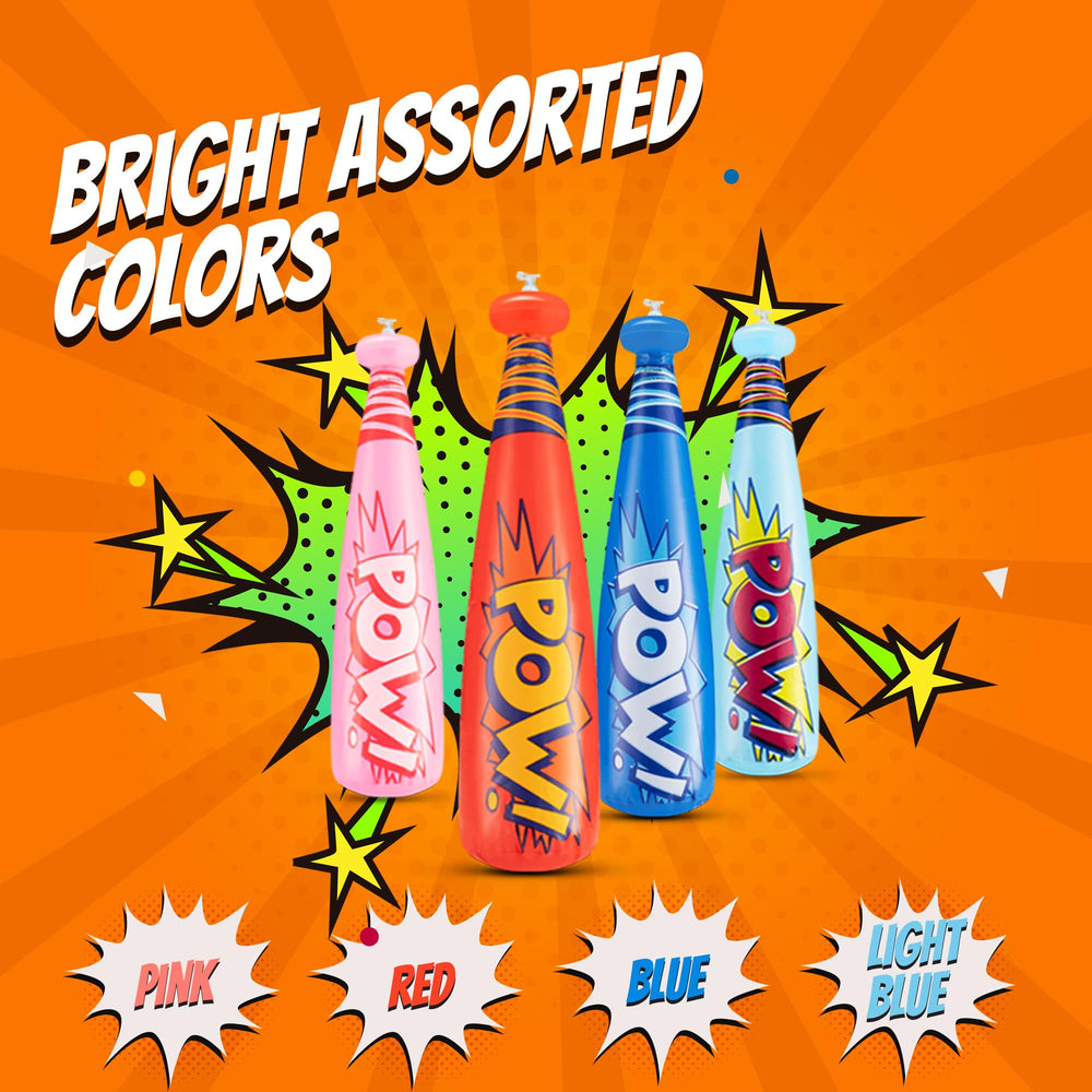 Bedwina Pow blue 20-inch inflatable baseball bat for a fun carnival prize.