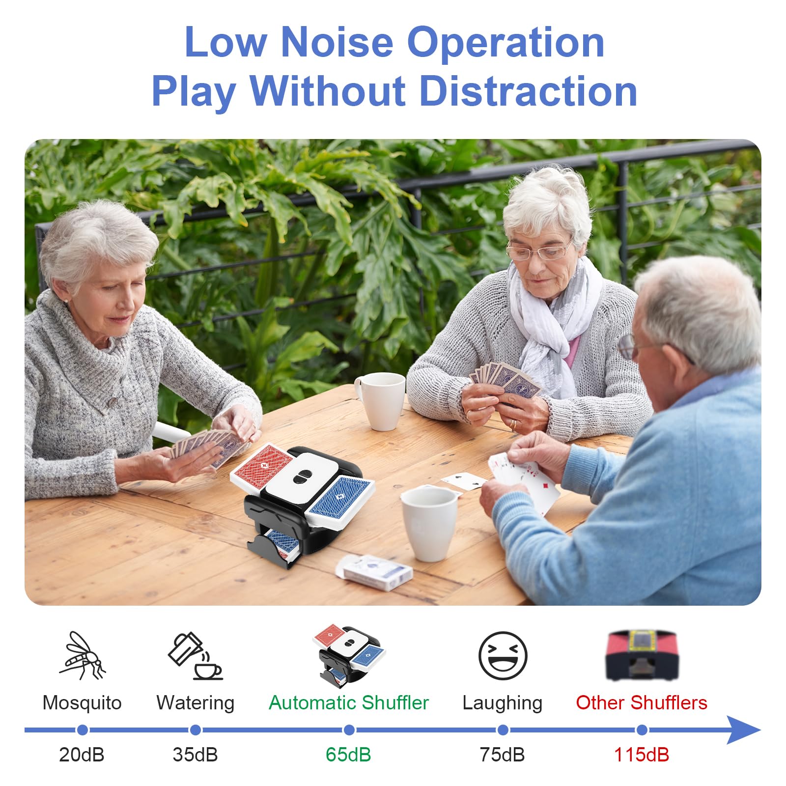 BEE&FLOWER Card Shuffler delivers low-noise operation during play.