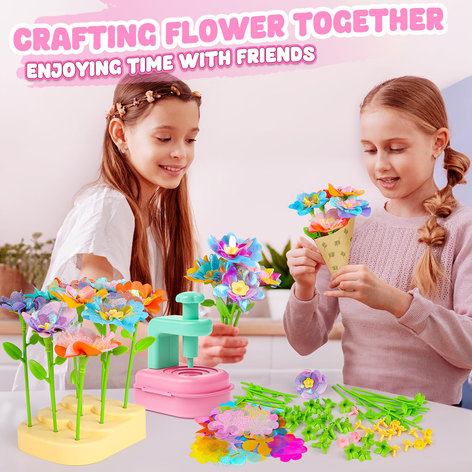 Beefunni flower bouquet kit colorful petals enable color mixing for kids