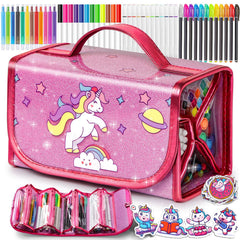 Beefunni unicorn washable markers in a glitter pencil case for organized art on the go.