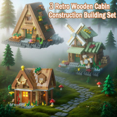 Beego 3 Mini Wooden Cabins forest surroundings: rustic charm for shelf displays.