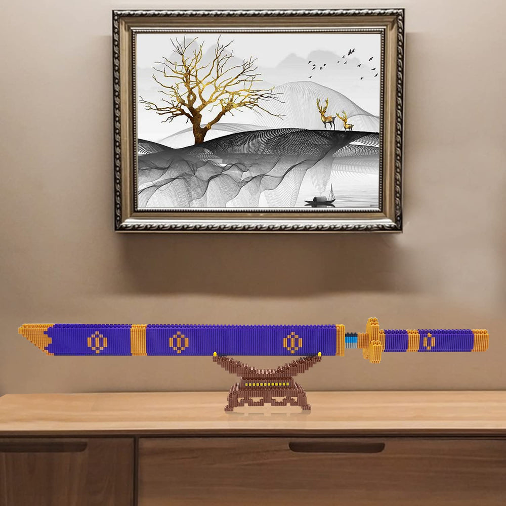 Beego solid sword stand with 392 blocks securely supporting sword and scabbard