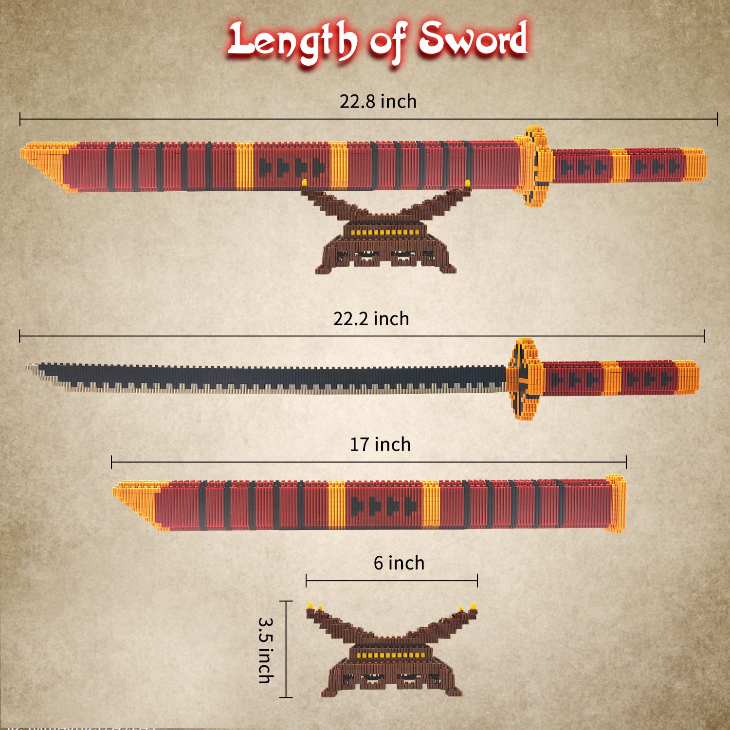 Beego Anime Yamato sword assembly process illustrates the 1444-piece build challenge.