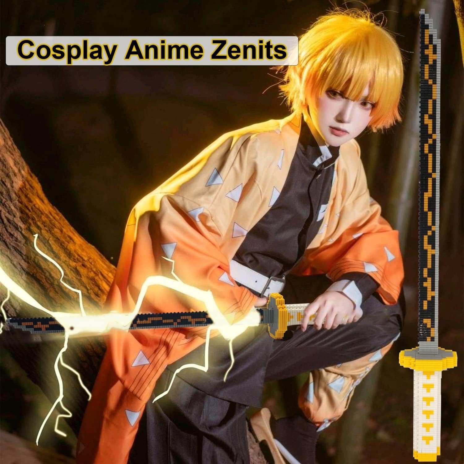 Beego Kill Demon Sword cosplay display on a shelf with detailed design.