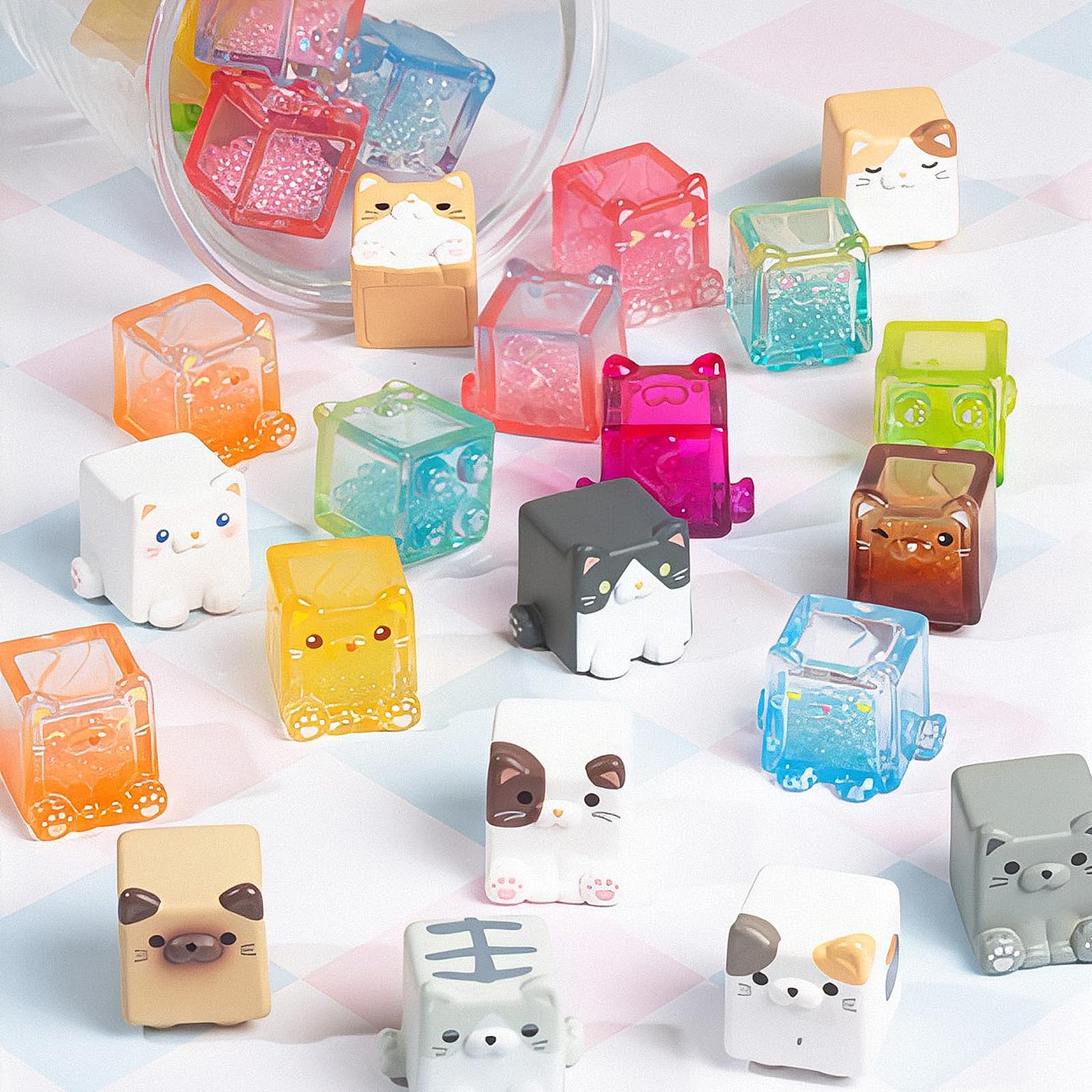 Beemai Square Cat Series PVC material emphasizes non-toxic display figures.