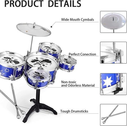 Beenavee Kids Drum Set cymbal included for lively rhythm practice at home