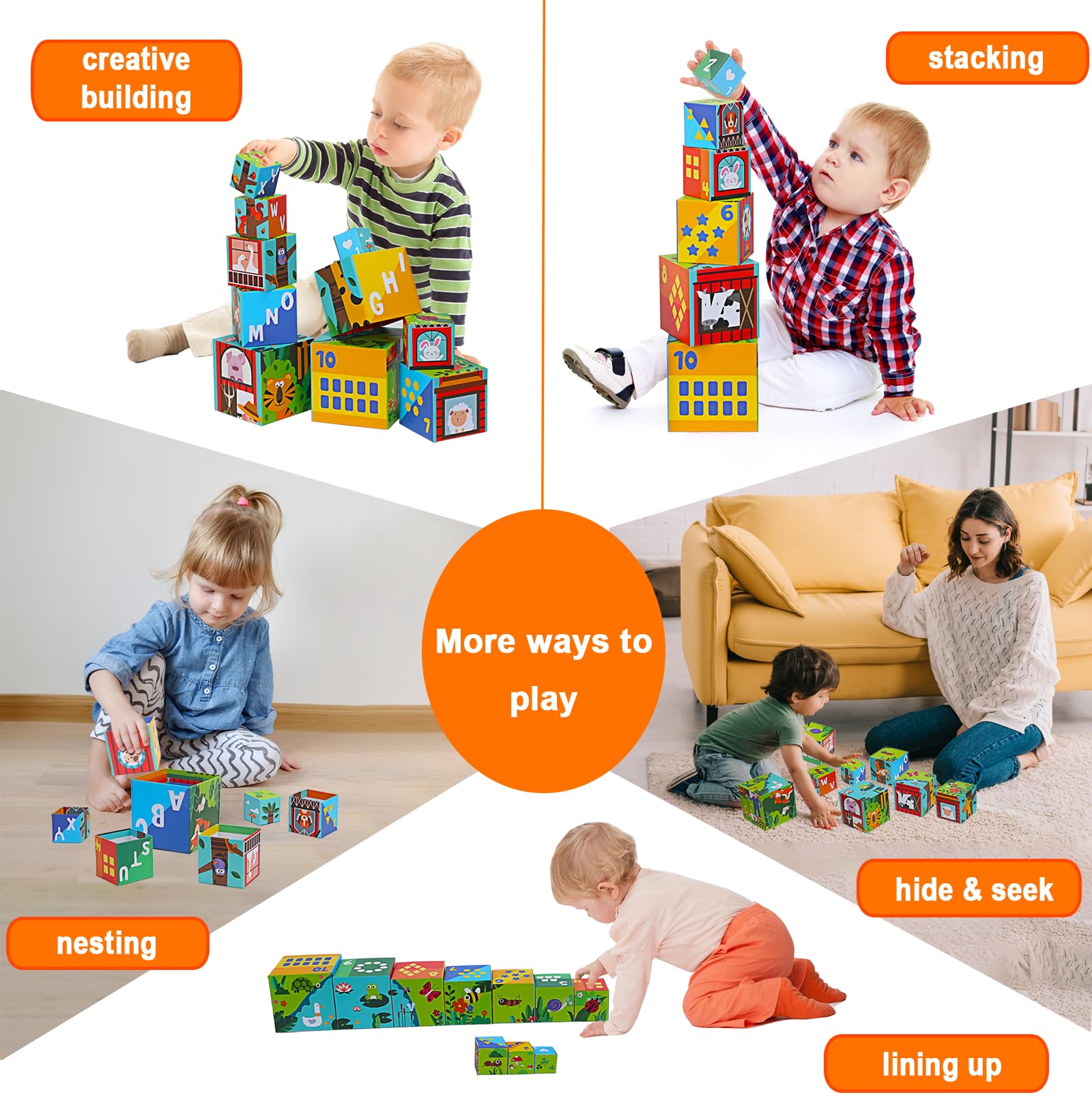 Beeqoo Animal Sorting Blocks animal designs spark exploration and pretend play.