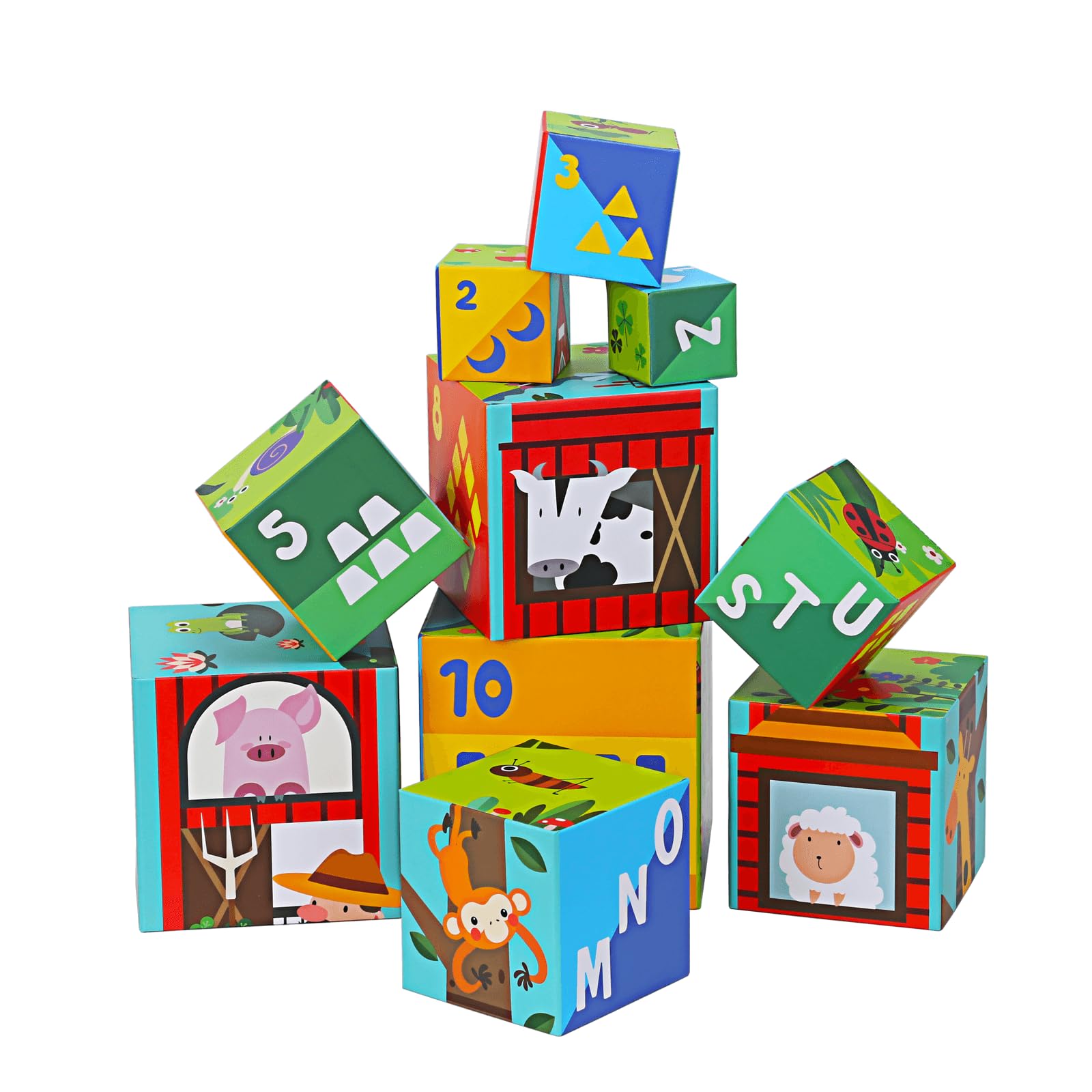 Beeqoo Animal Sorting Blocks eco cardboard emphasizes lightweight, safe play.