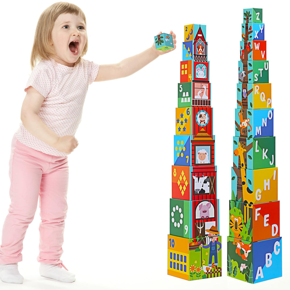 Beeqoo Animal Sorting Blocks front view for toddler-friendly learning.