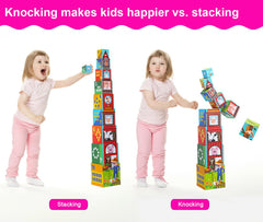 Beeqoo Animal Sorting Blocks tower-play promotes stacking skills and fine motor growth.
