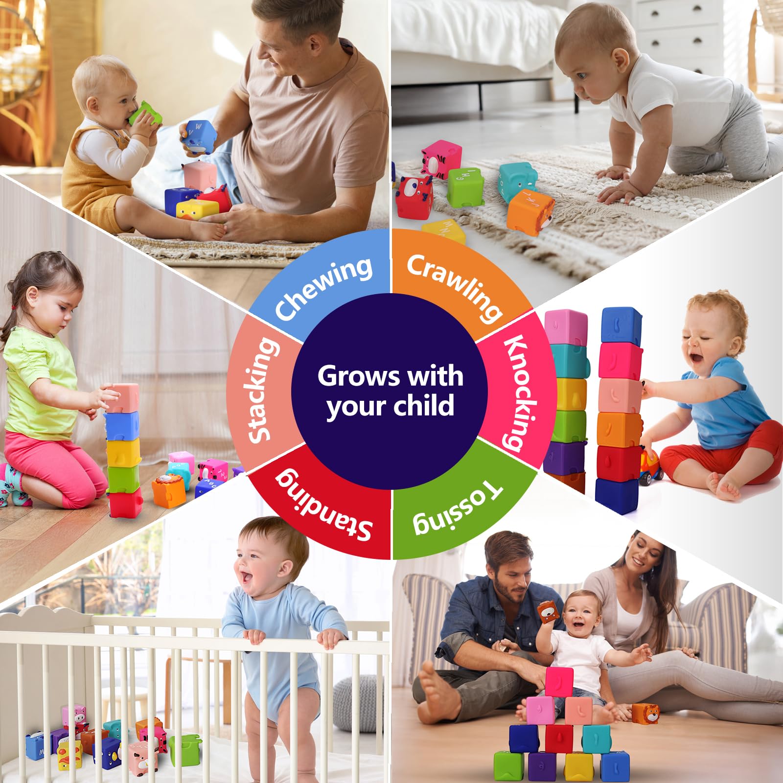 Beeqoo Soft Baby Blocks used during crawl/playtime for exploration and movement.