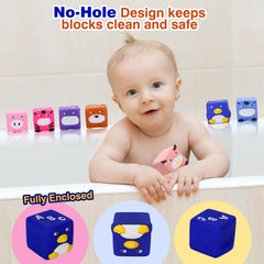 Beeqoo Soft Baby Blocks close-up of the no-hole interior design for easy cleaning.