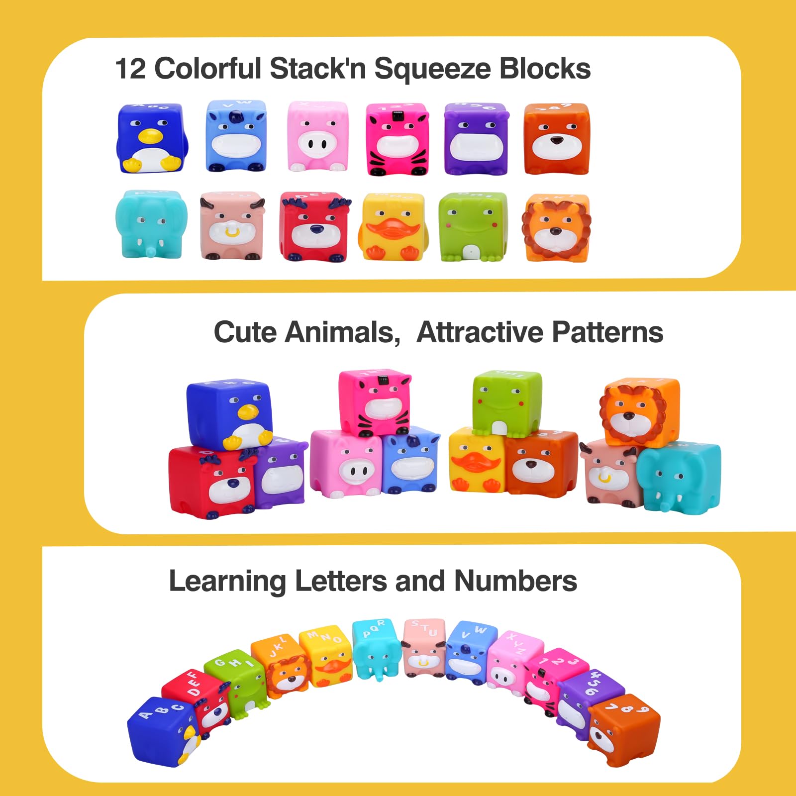 Beeqoo Soft Baby Blocks showing teething-friendly soft, squishy texture for gums.