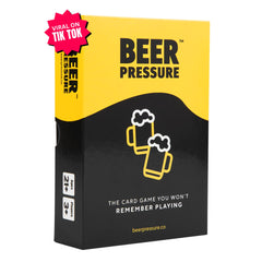 Beer Pressure card deck assembly for lively party prompts.