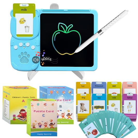 Beetifulie talking flash cards on a bright tablet display for early language practice.