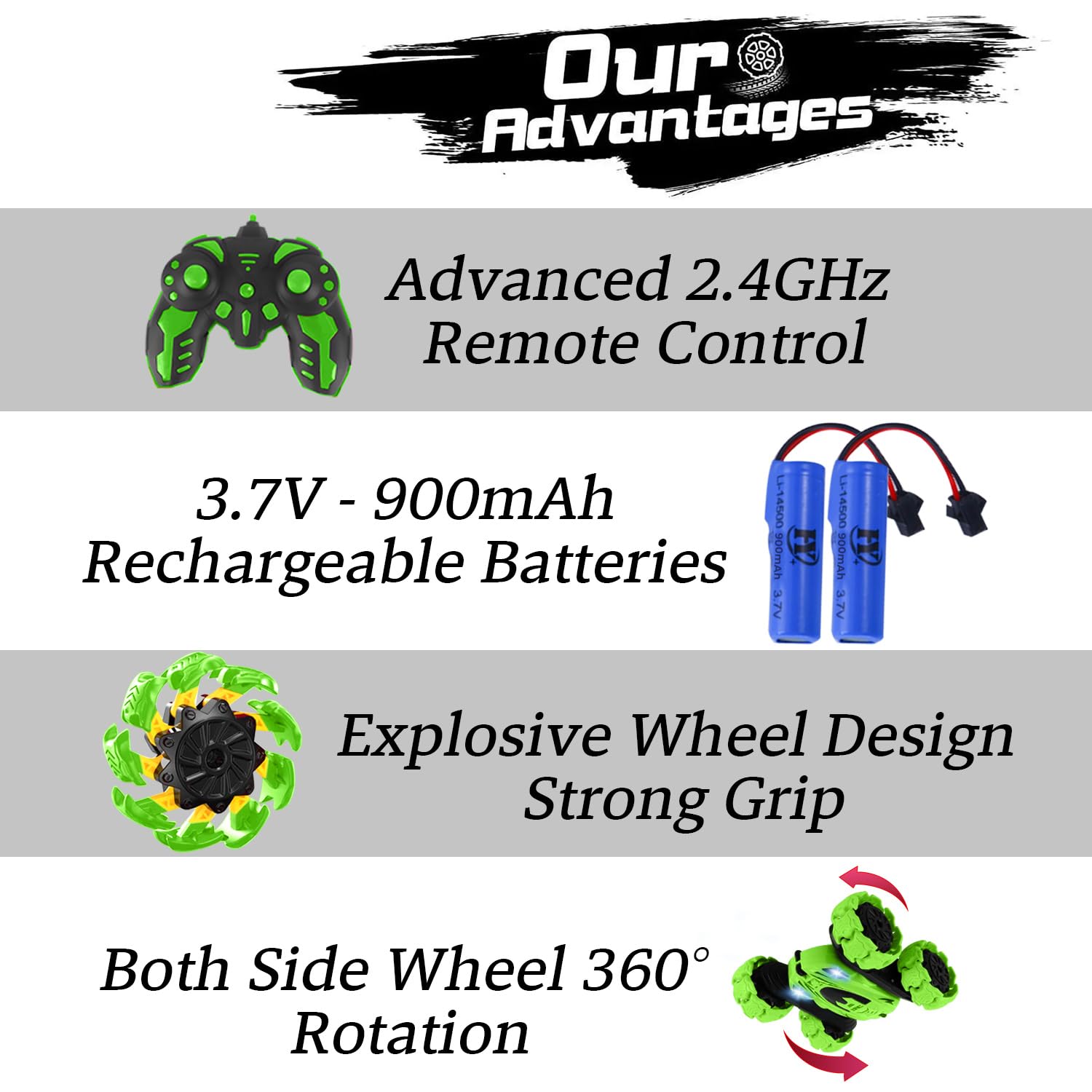 Beetivity 2.4GHz RC car offers stable long-range control for group play.