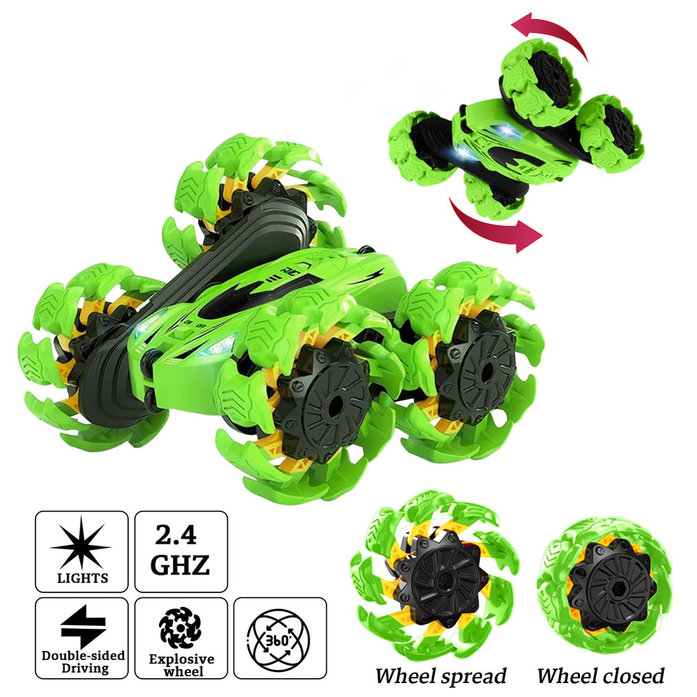 Beetivity RC car with LED headlights enhances nighttime play settings.