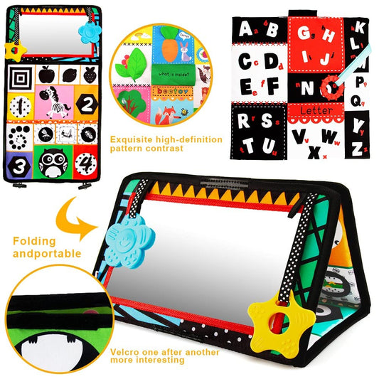 Beetoy high-contrast mirror with 3D animal patterns for early visual interest.
