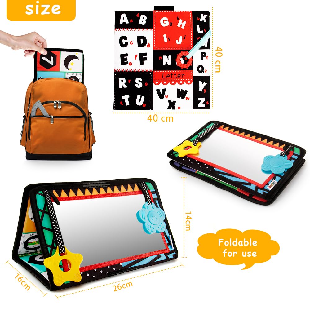 Beetoy tummy time mirror supports floor exploration with a portable design.