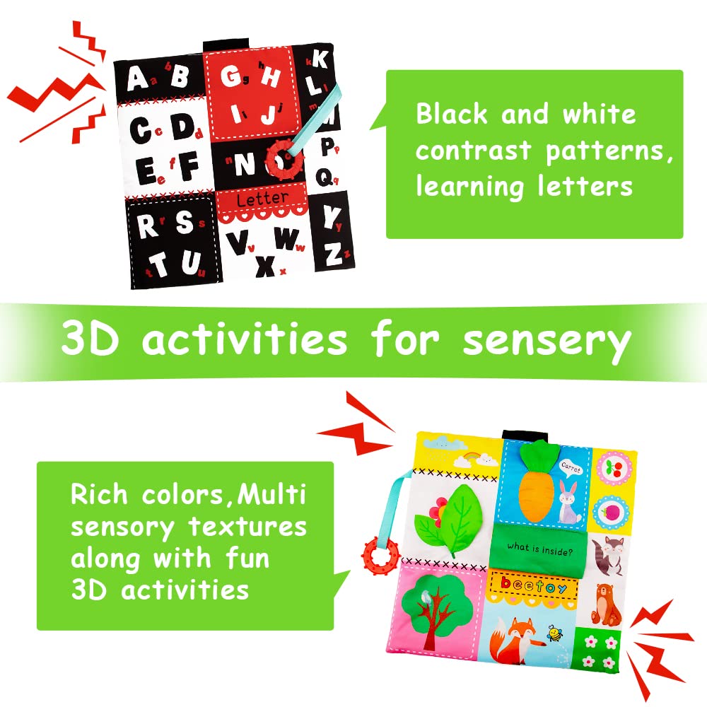Beetoy sensory ribbons and rabbit ears provide varied textures for tactile exploration.