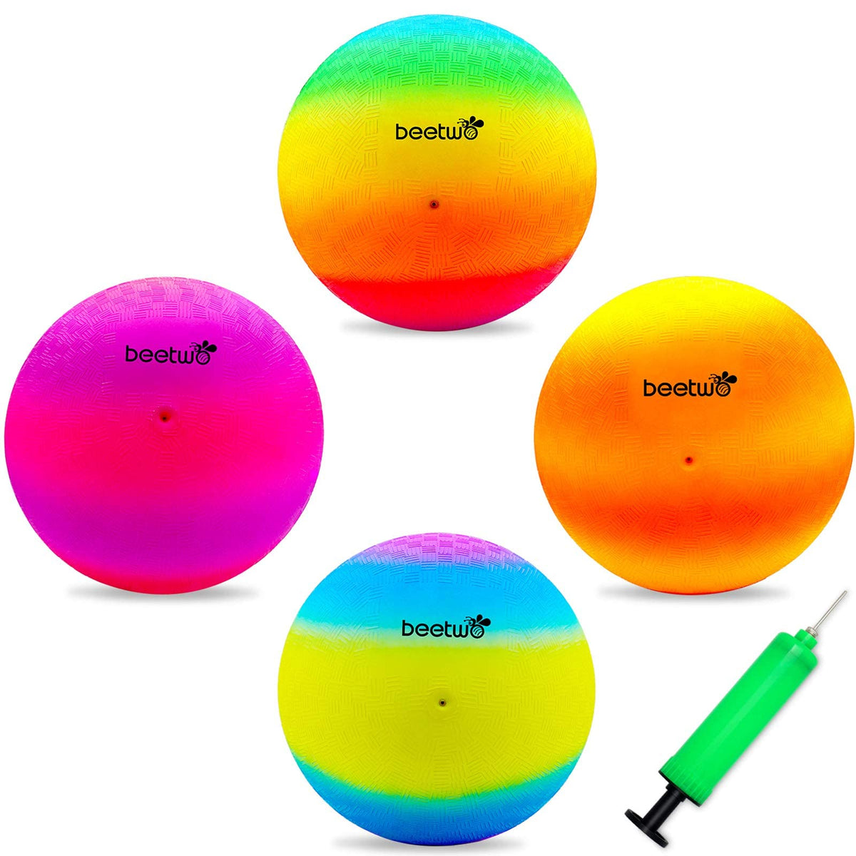 Beetwo four square ball 8.5-inch rainbow set for outdoor play and multi-game fun