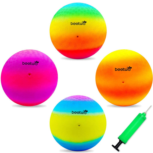 Beetwo four square ball 8.5-inch rainbow set for outdoor play and multi-game fun