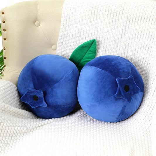 Beeveer Blueberry Plush Pillow with branch detail for playful bedroom decor and hugs