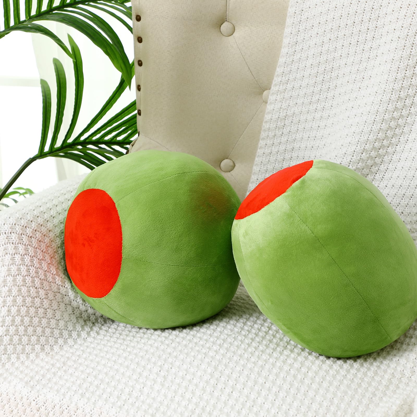 Beeveer olive plush pillow for hugging and cozy decor.