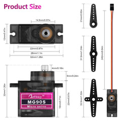 Beffkkip MG90S ideal for Arduino robotics and small RC builds.