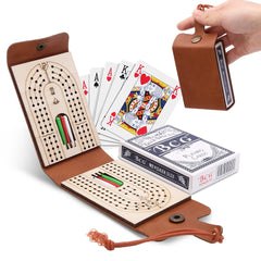 BEHEGTYE leather foldable cribbage board open for travel play