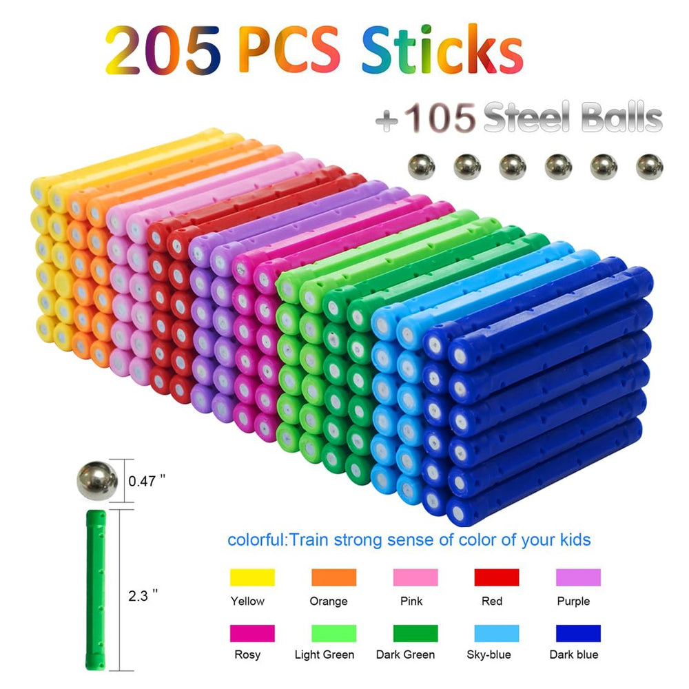 Beicarin colorful magnetic bars support color recognition and spatial thinking.