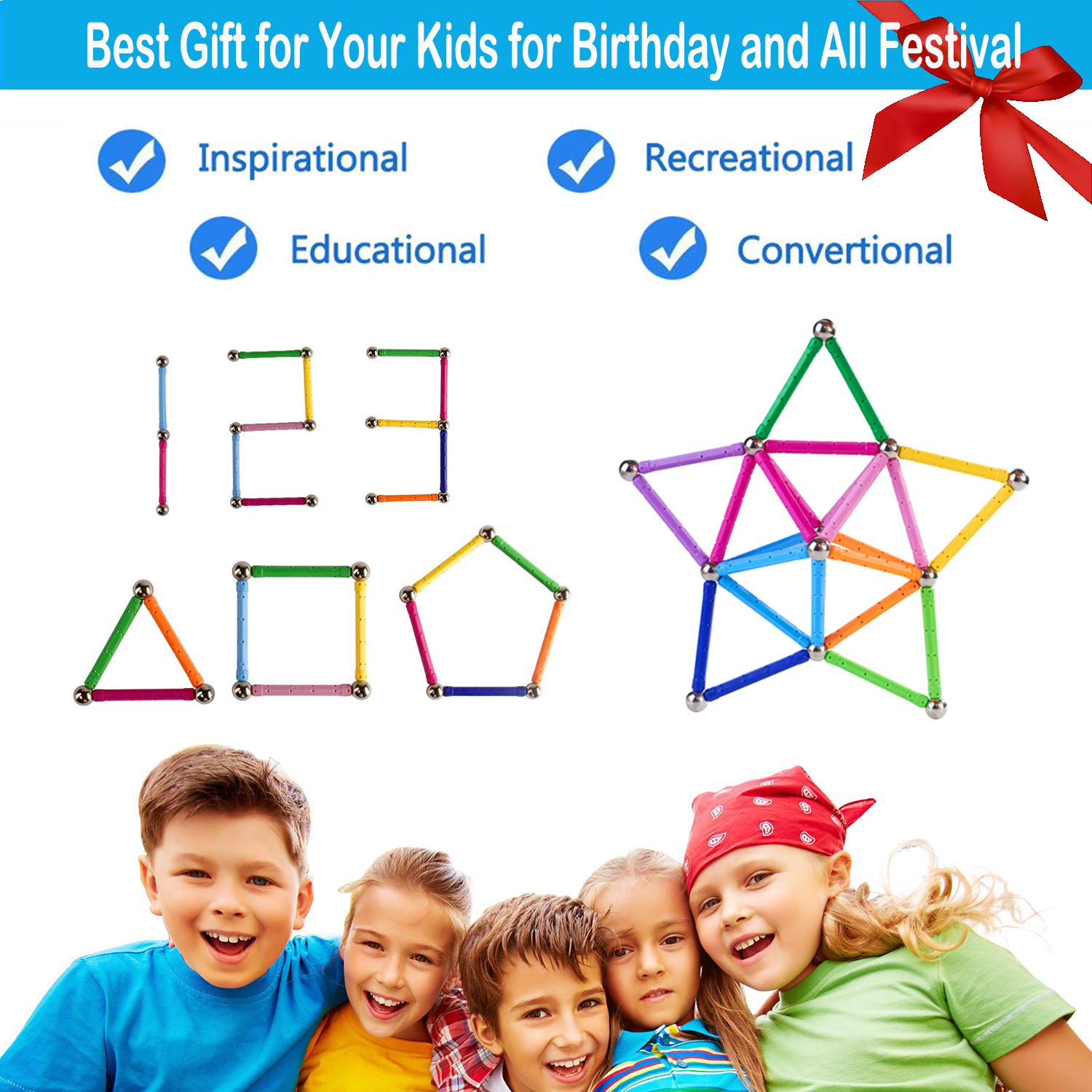Beicarin steel balls and magnetic bars create colorful, hands-on play.