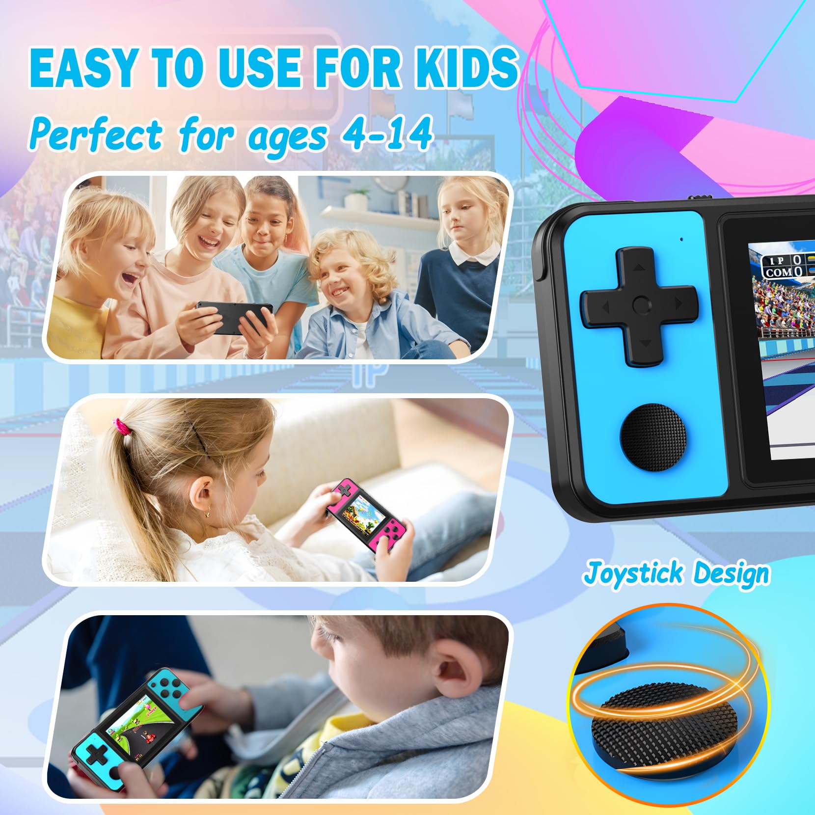 Beico 32-bit kids handheld packaged with travel-ready carry.