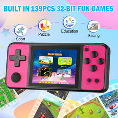 Beico 32-Bit Kids Handheld Rose-Red side view highlighting compact, kid-friendly grip.