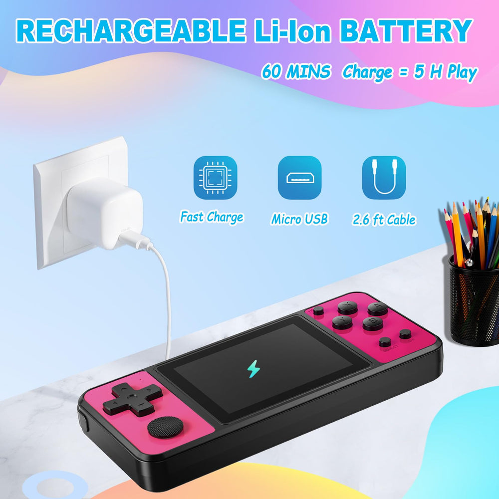 Beico IPS display Rose-Red 3inch crisp visuals for bright game scenes.