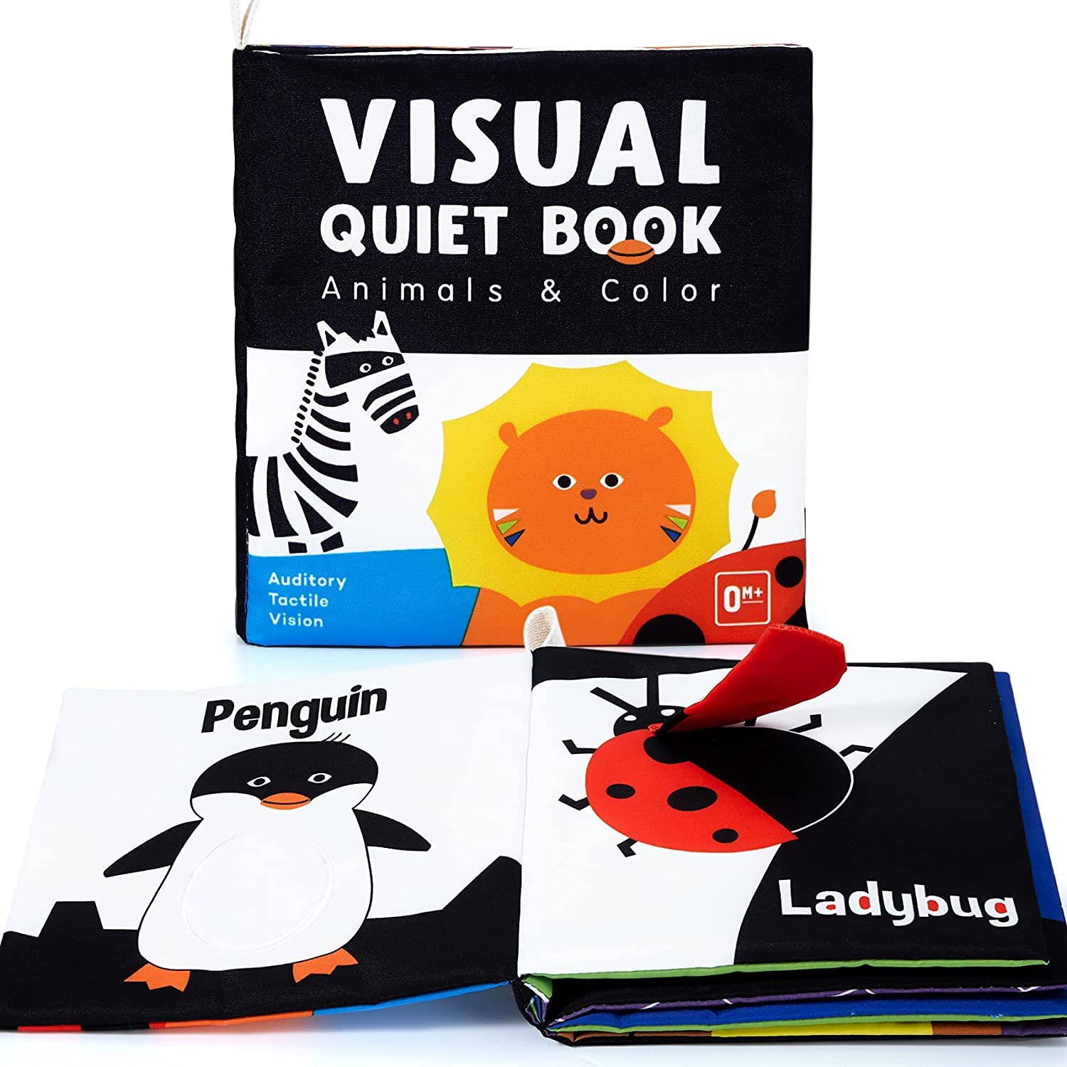 Beiens soft baby book with high-contrast black-and-white pages supports early vision development.