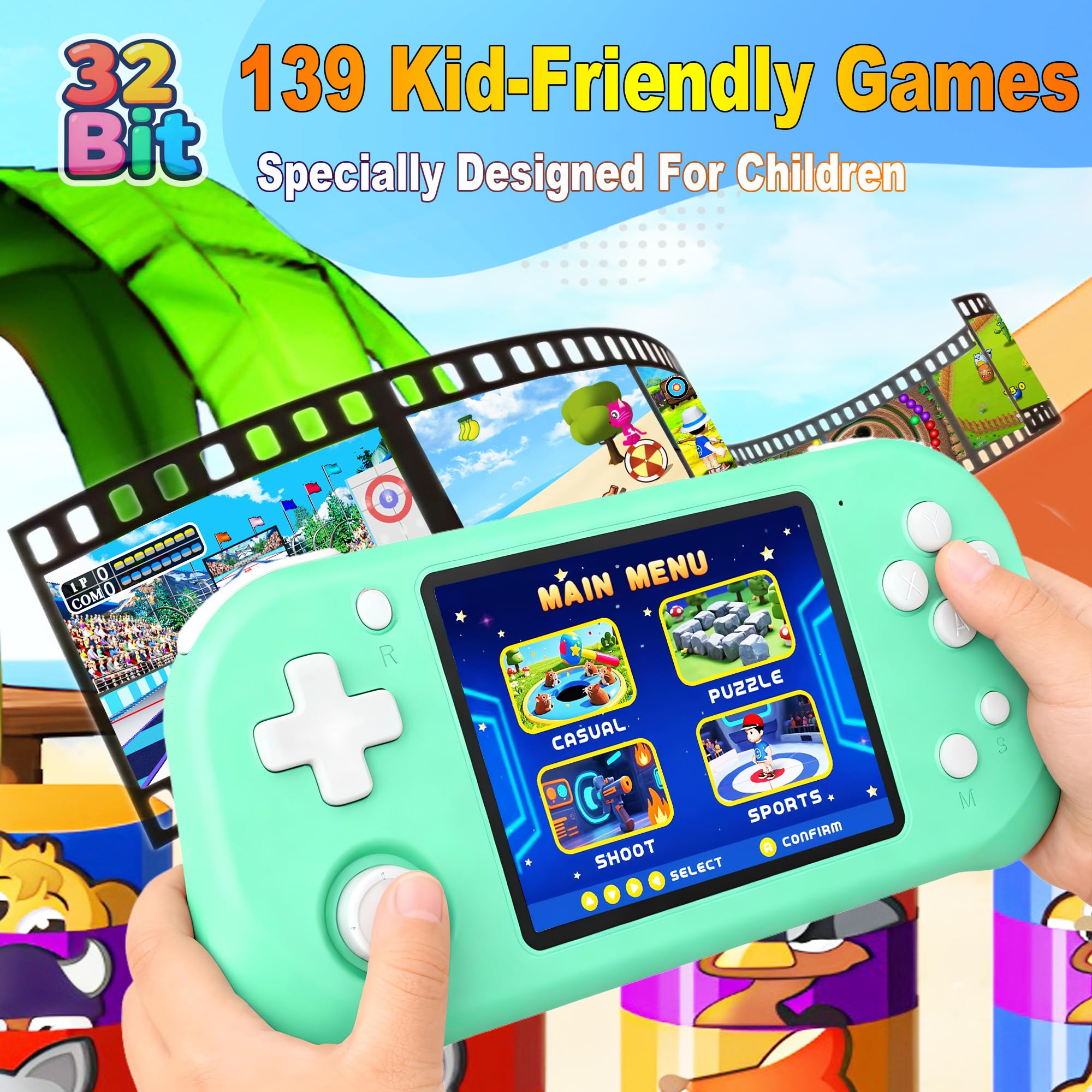Beijue device showing 139 preloaded games for instant fun