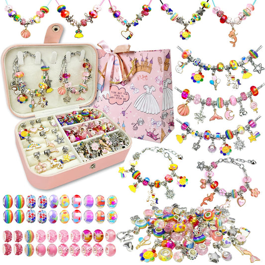 BEIKEETOO Charm Bracelet Kit box with organized beads for easy crafting.