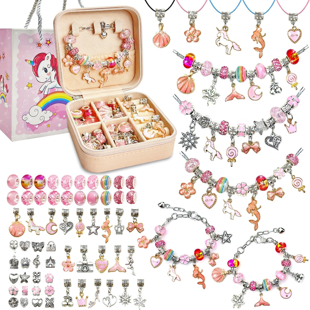 BEIKEETOO bracelet kit in gift bag, ideal for gifting and storage.
