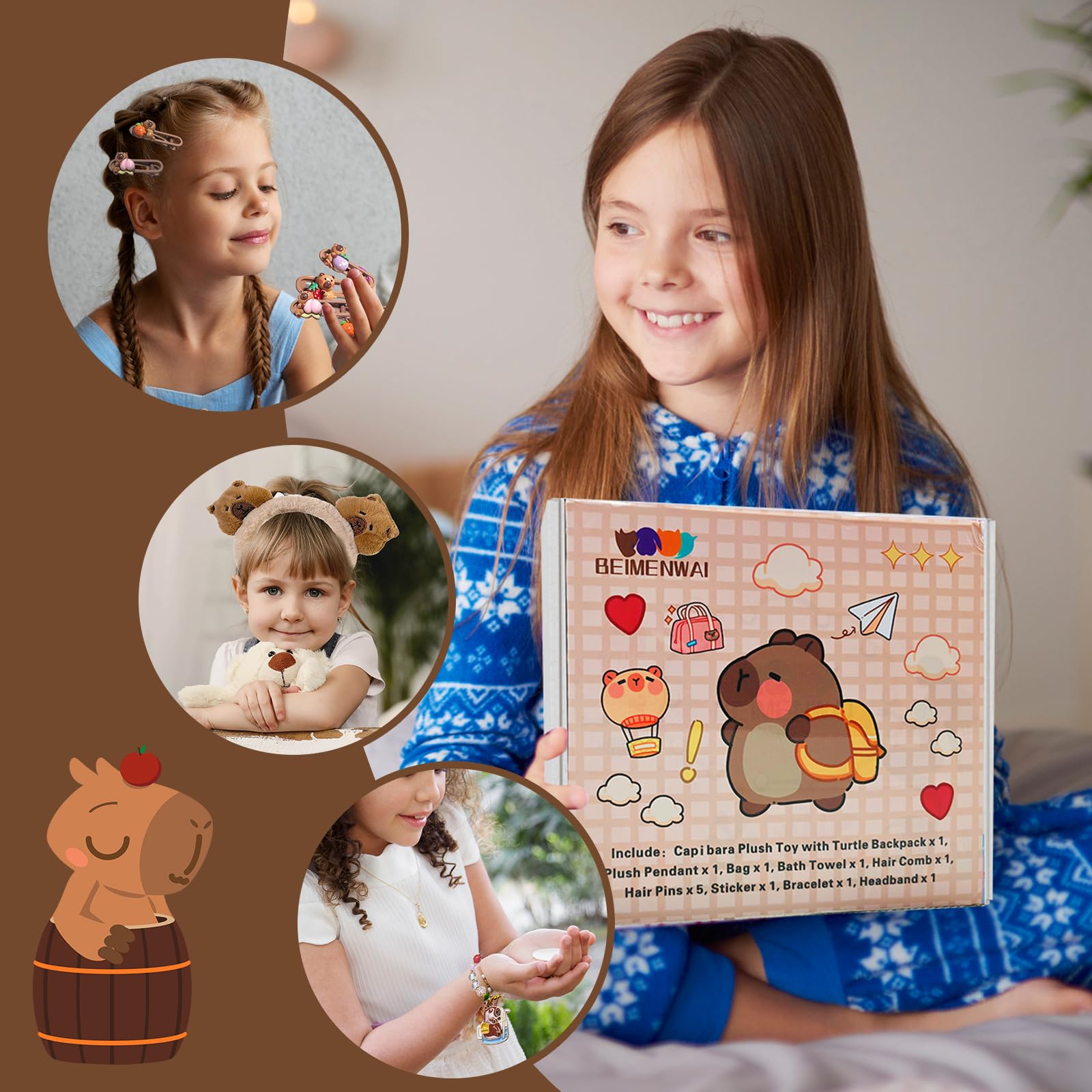 Beimenwai capybara hair pins set for decorative styling and fun.