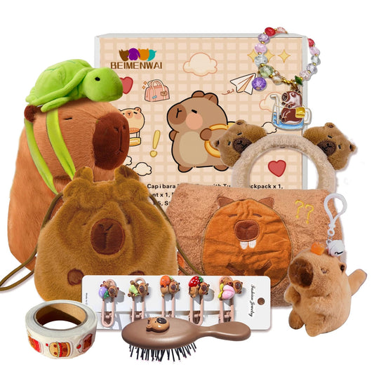 Beimenwai capybara plush toy with turtle backpack sparks imaginative play.