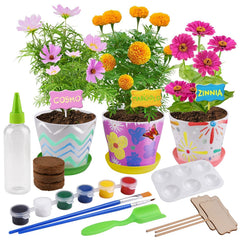 Beinhome Kids Gardening Set pots ready for colorful decorating and planter projects