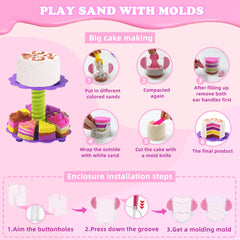 BEIREG Bakery Sensory Sand Kit includes heart and round cake molds for layered designs