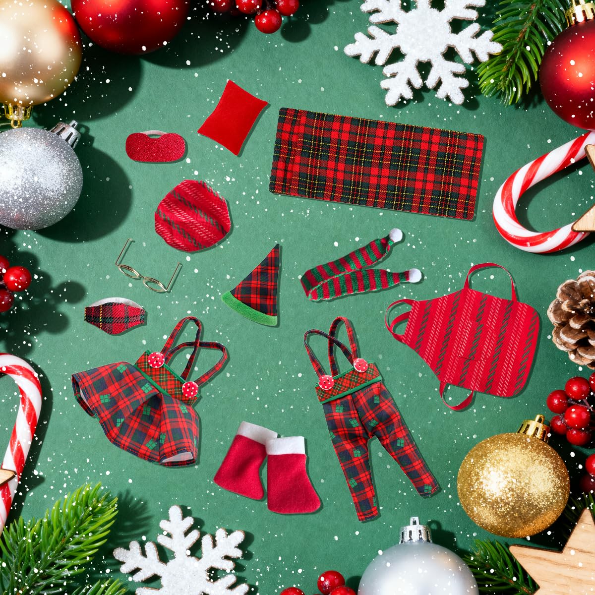 BEIREG Christmas doll skirt in plaid, enhances dress-up storytelling.