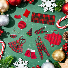 BEIREG Christmas doll skirt in plaid, enhances dress-up storytelling.