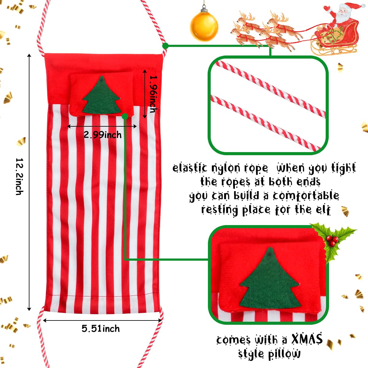 BEIREG hammock prop with elf doll for whimsical holiday setups